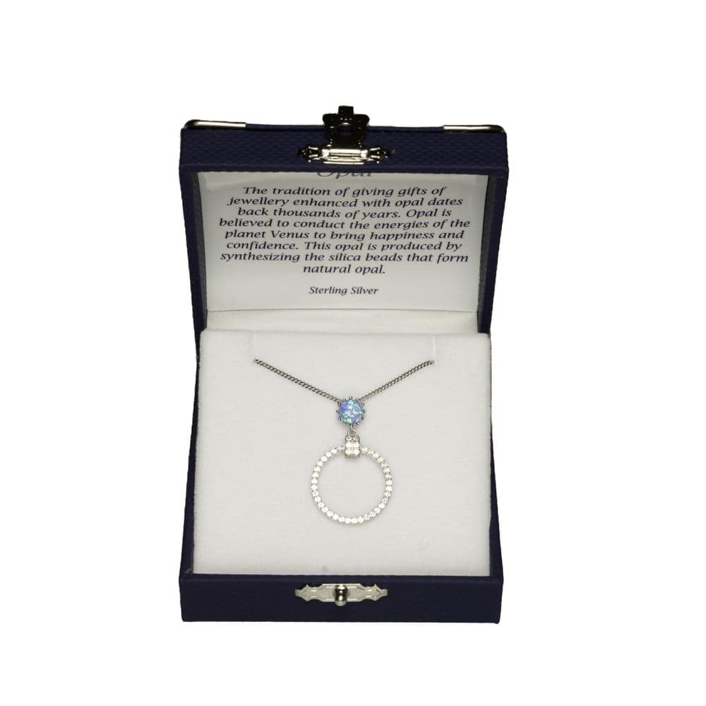 Zilver Designs Created Sky Opal Elegant Pendant & Chain - Sterling Silver/CZ