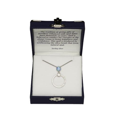 Zilver Designs Created Sky Opal Elegant Pendant & Chain -  Sterling Silver/CZ