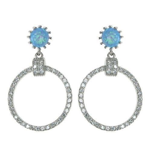 Zilver Designs Sky Blue Created Opal & CZ Stud & Drop Earrings - Sterling Silver