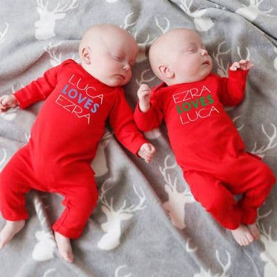 'Loves' Twin Baby Rompers
