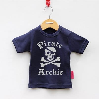 Children's Personalised Short Sleeved Pirate T Shirt