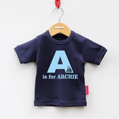 Childrens Personalised Short Sleeved Alphabet T Shirt