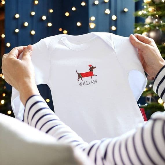 Christmas Embroidered Baby Vest