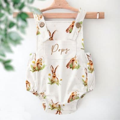 Hare and Dandelion Baby Dungaree Romper