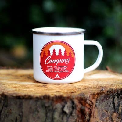 I Love The Outdoors Camping Enamel Mug