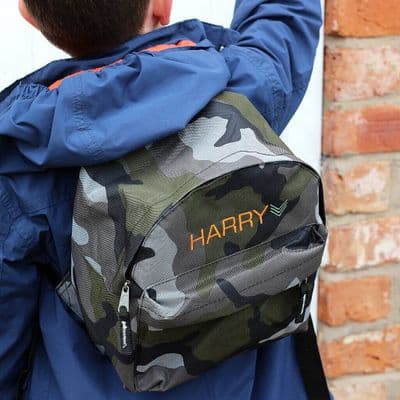 Kids Personalised Camouflage Backpack