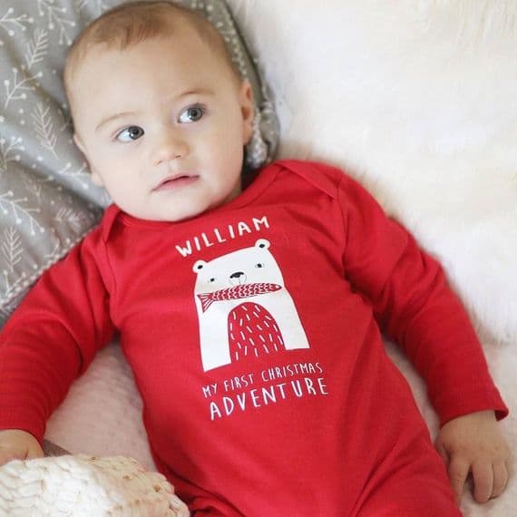 My First Christmas Adventure Hungry Bear Romper