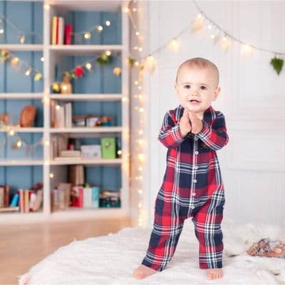 Personalised Baby Tartan Pyjama Romper