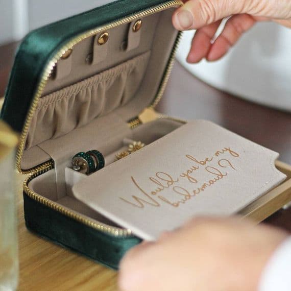 Personalised Bridesmaids Velvet Jewellery Box
