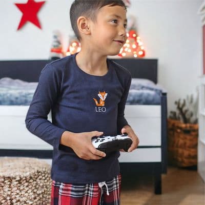 Personalised Embroidered Christmas Nordic Fox Pyjamas