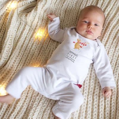Personalised First Christmas Mouse Babygrow