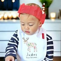 Personalised Nordic Deer First Christmas Bib