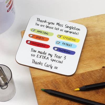 Personalised 'Teacher Attributes 'Coaster