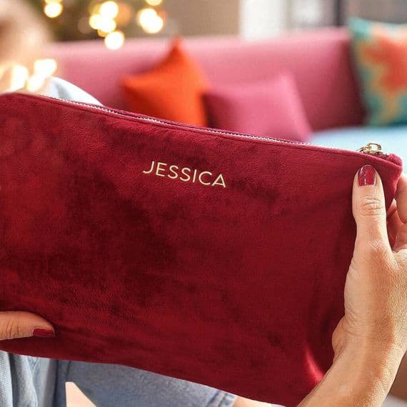 Personalised Velvet Sustainable Make Up Bag