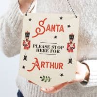 Santa Please Stop Here Bedroom Door Sign