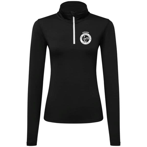 Iveagh PC Black Women's TriDri® recycled long sleeve brushed back ¼ zip