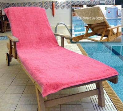 Bana Kuru Chlorine & Sun Resistant -  Full Length Sun Lounger Towel With 30cm Flap 400gsm Hot Pink
