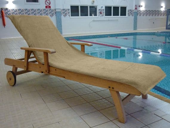 Bana Kuru Chlorine & Sun Resistant -  Full Length Sun Lounger Towel With 30cm Flap 400gsm Mocha