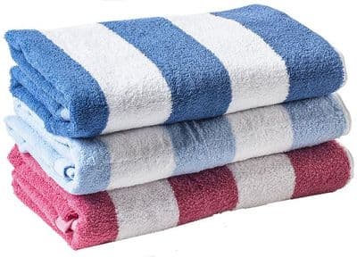 Chlorine Resistant, Traditional Pool Towel 70 x 150cm in Blue & White