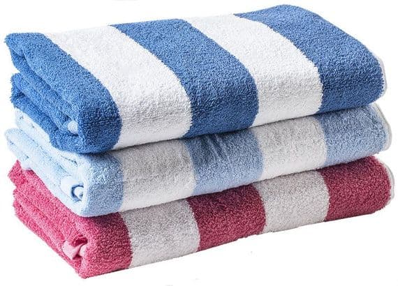 Chlorine Resistant, Traditional Pool Towel 75 x 155cm in Blue & White