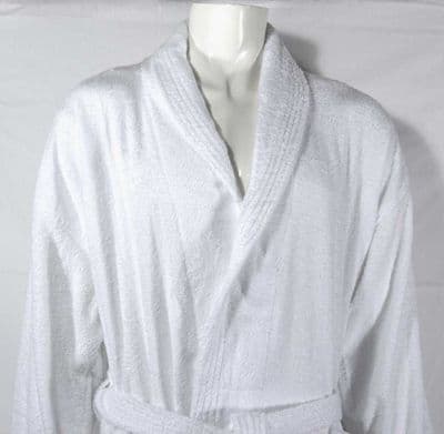 linenHall 400gsm Shawl Collar Bathrobe In White