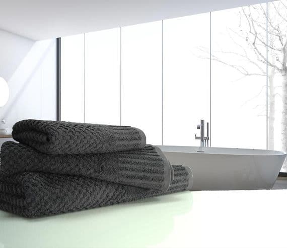 linenHall Spa, 450gsm Terry Waffle Spa Bath Towel Charcoal