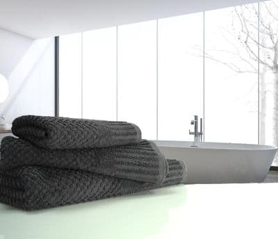 linenHall Spa, 450gsm Terry Waffle Spa Extra Long Bath Sheet Charcoal