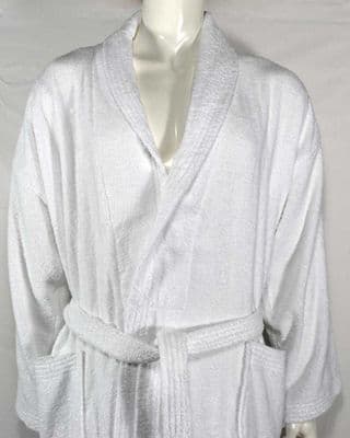Luxurious linenHall, 500gsm 100% Cotton Shawl Bath Robe in White