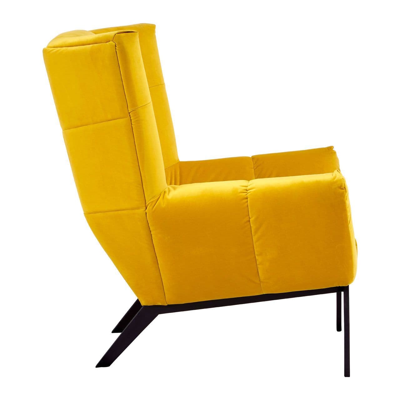 Angular Yellow Velvet Armchair