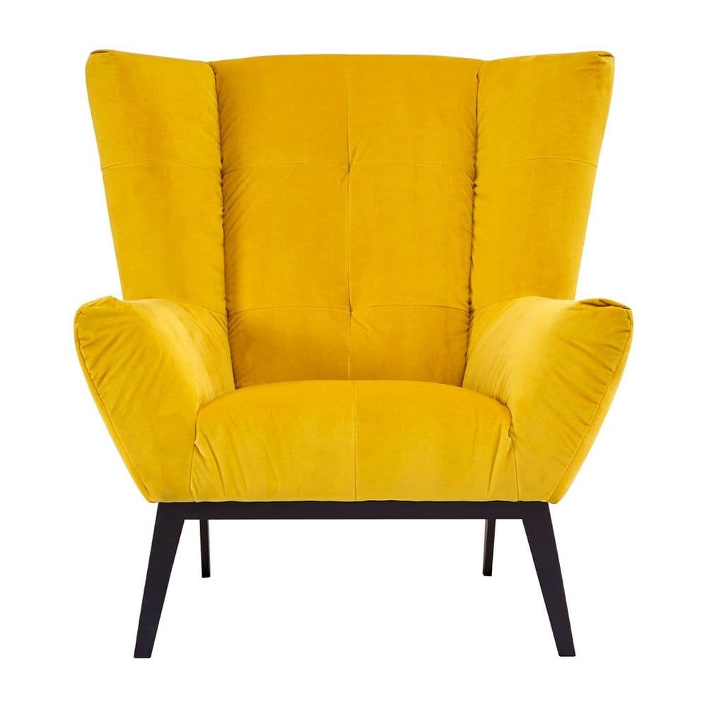 Angular Yellow Velvet Armchair