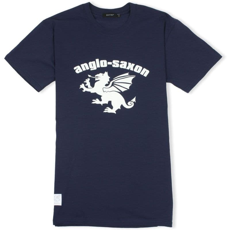 Anglo-Saxon White Dragon Navy T-Shirt
