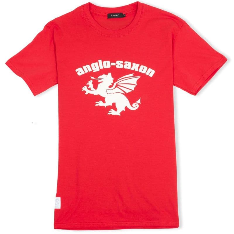Anglo-Saxon White Dragon Red T-Shirt