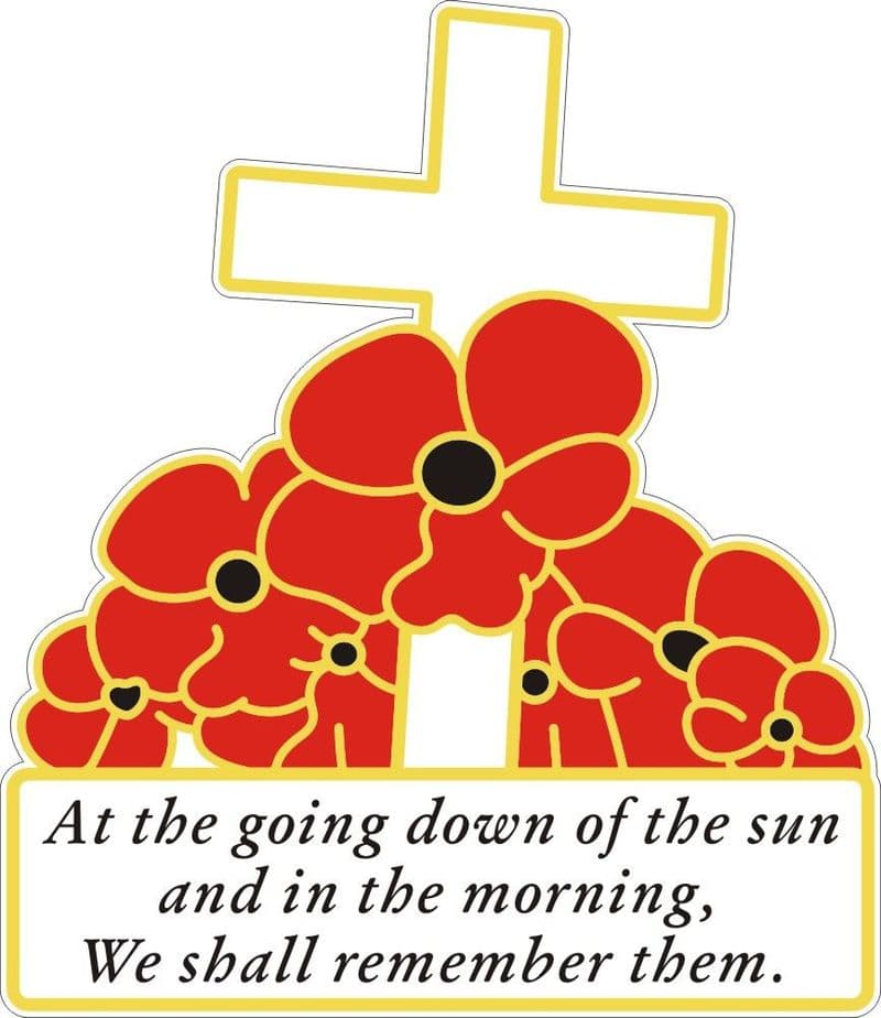 Poppy Car Sticker - Cross And Poppies