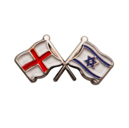 England and Israel Crossed Flags Lapel Badge