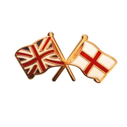 England and Union Jack Crossed Flags Lapel Badge