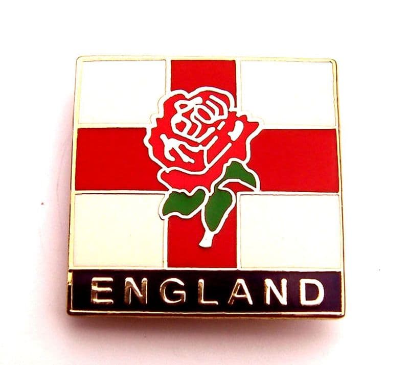 England Badge with Rose and Flag Patriotic Design
