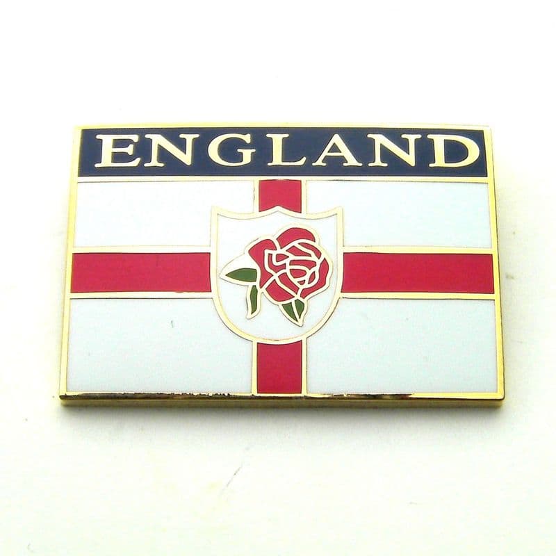 England Badge with Rose, Shield and Flag Design