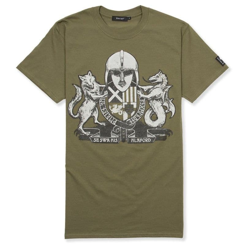 Englisc Arms military green Anglo-Saxon t-shirt with Senlak branding on the sleeve