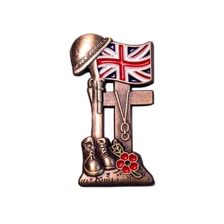 Never Forget Union Jack Poppy Lapel Badge