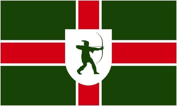 Official Nottinghamshire County Flag - 5ft x 3ft polyester flag with metal eyelets