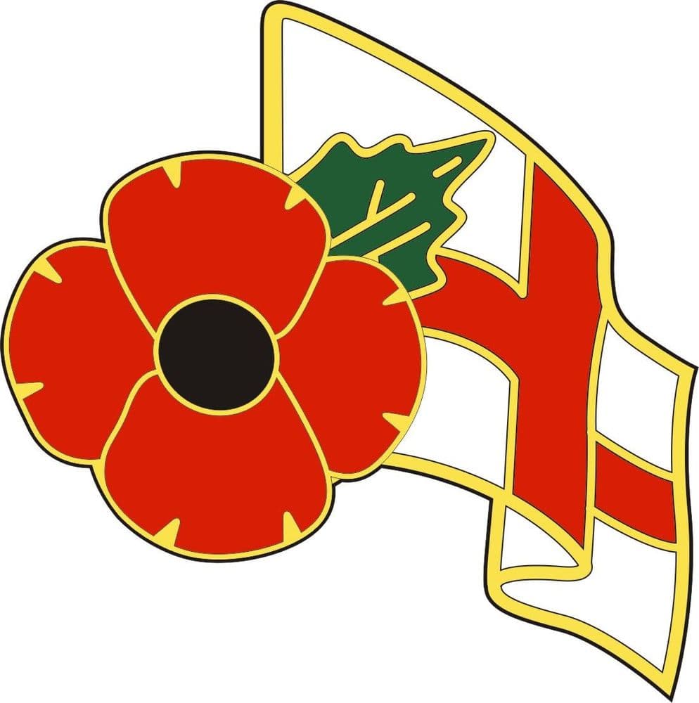Poppy Car Sticker With Poppy and England Flag