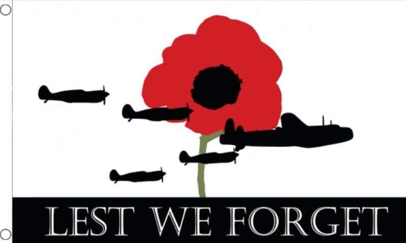 Poppy Lest We Forget Flag - RAF