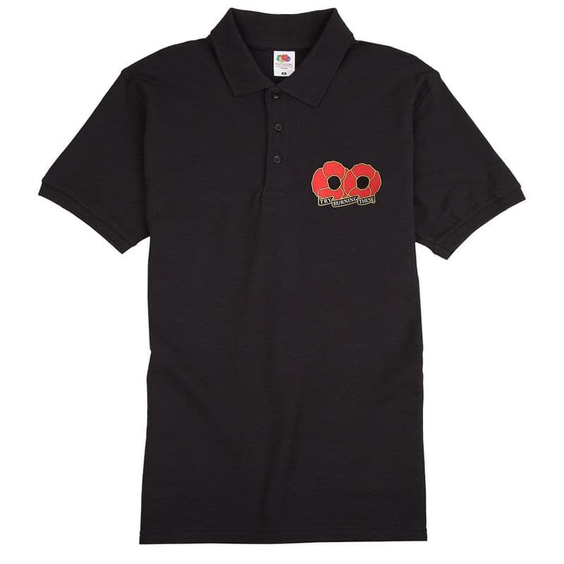 Remembrance Sunday Poppy Polo Shirt with wording