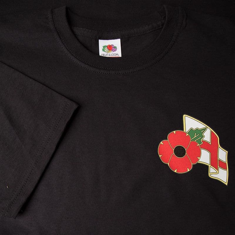 England T-shirt with Remembrance Sunday Poppy Logo