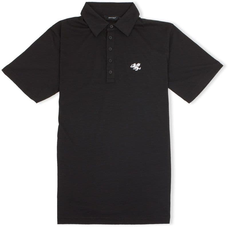 Anglo-Saxon White Dragon 5 Button Jersey Polo Shirt - Black