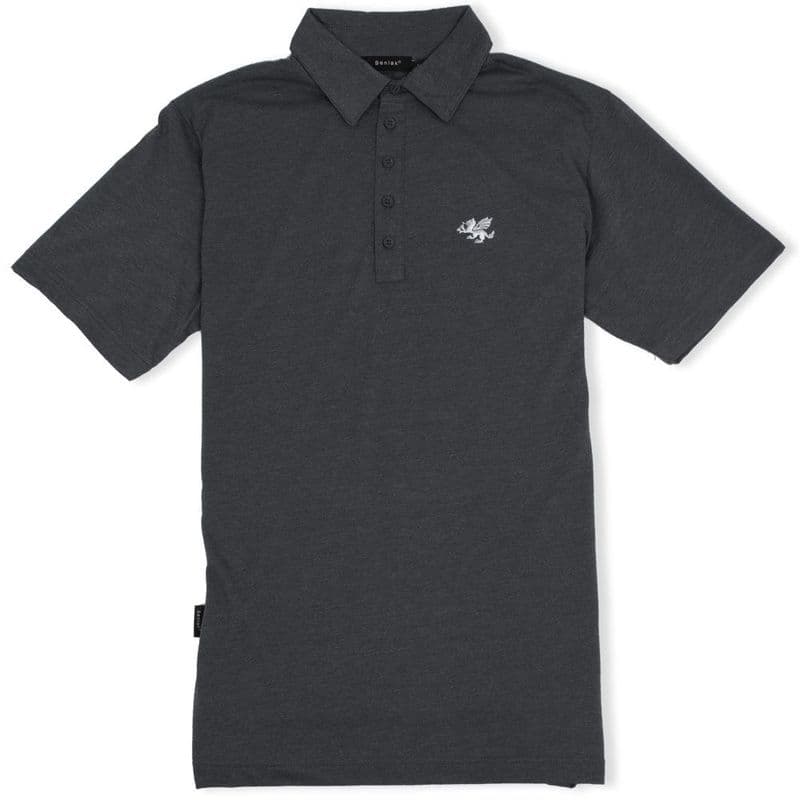 Anglo-Saxon White Dragon 5 Button Jersey Polo Shirt - Dark Grey Marl