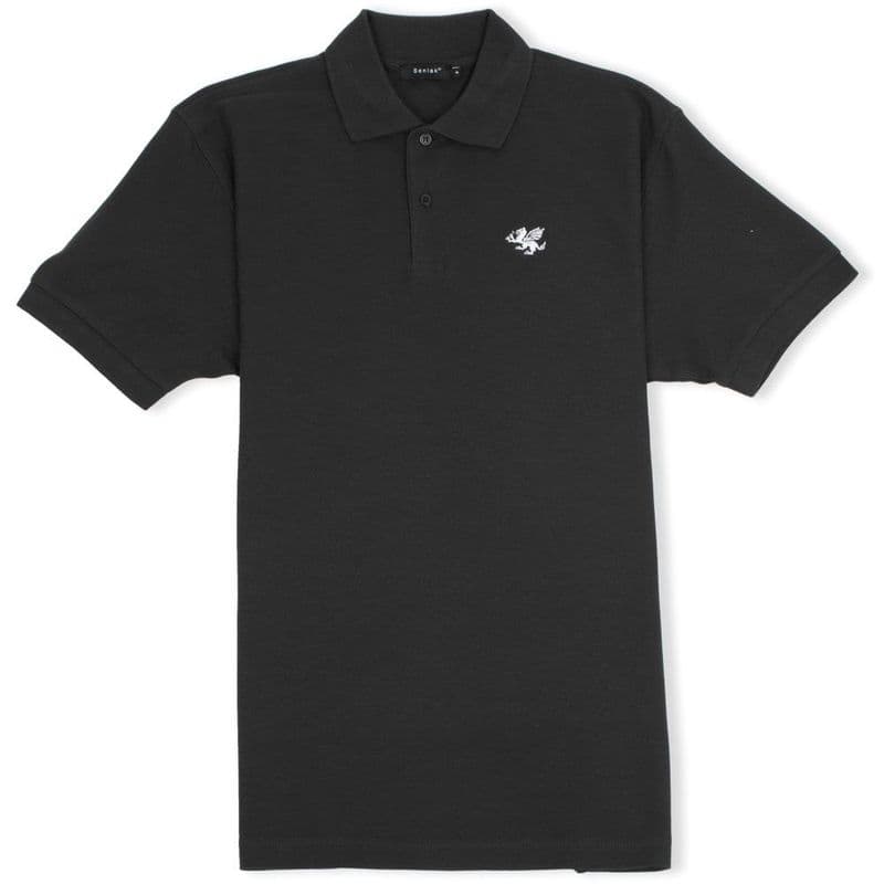 Senlak Classic Pique White Dragon of the English Polo Shirt - Black