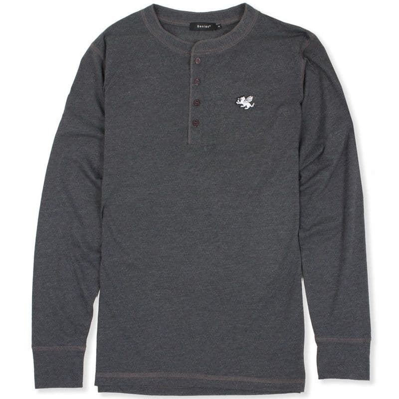 Senlak Henley Longsleeve T-Shirt - Dark Grey