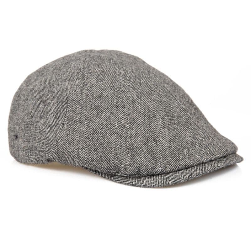 Senlak Herringbone Flat Cap - Light Grey