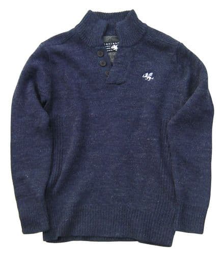 Senlak Knitted Button Jumper - Navy Marl
